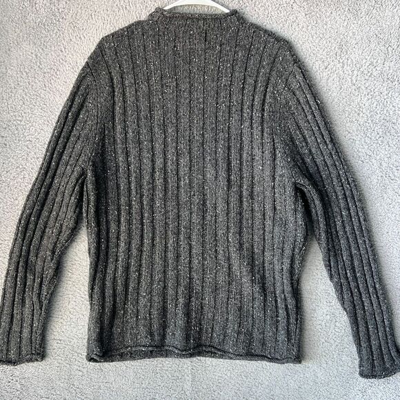 Eddie Bauer Sweater Mens L Gray Roll Neck Fisherman Cable Knit Wool Angora Blend - Picture 2 of 10